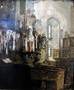 Arthur Ahnert Interior of Wilhelmshausen church oil painting reproduction